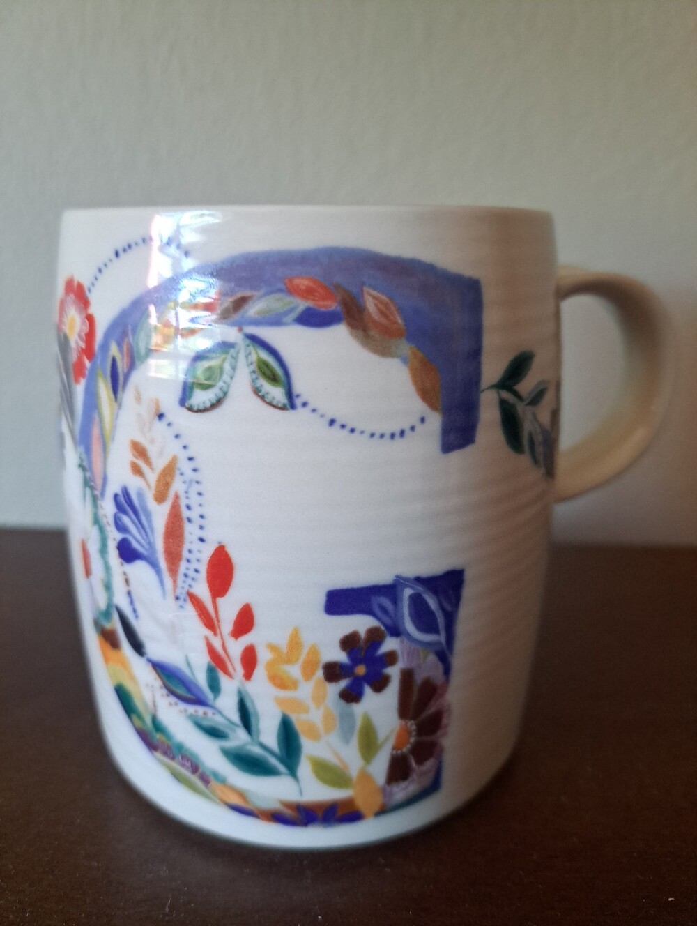 Anthropologie Petal Palette Starla M Halfmann Letter "G" Monogram Initial Mug
